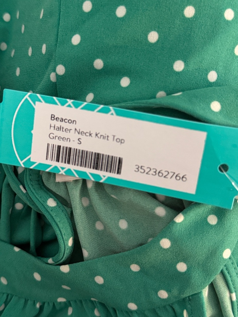 BEACON APPAREL HALTER NECK KNIT TOP GREEN - S - Picture 5 of 5